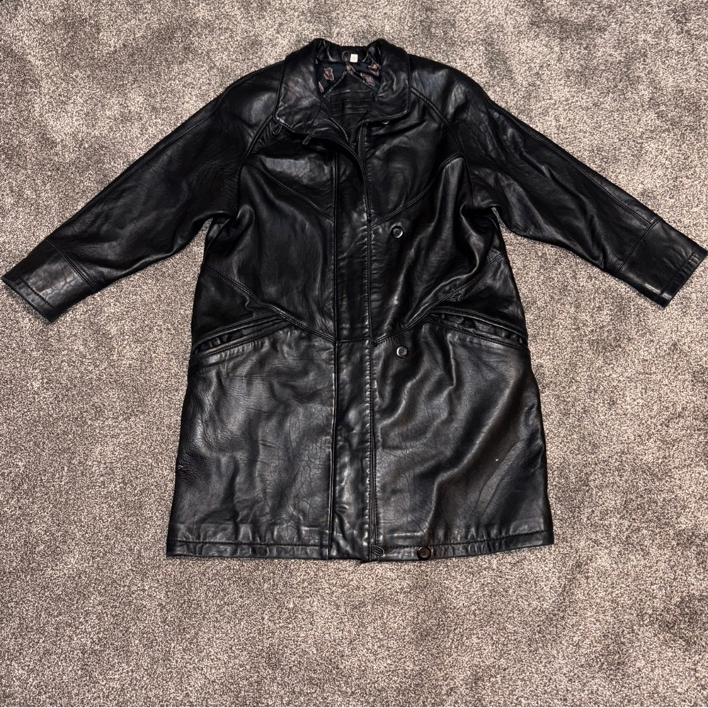 Black Preston & York Lamb Skin Leather Coat